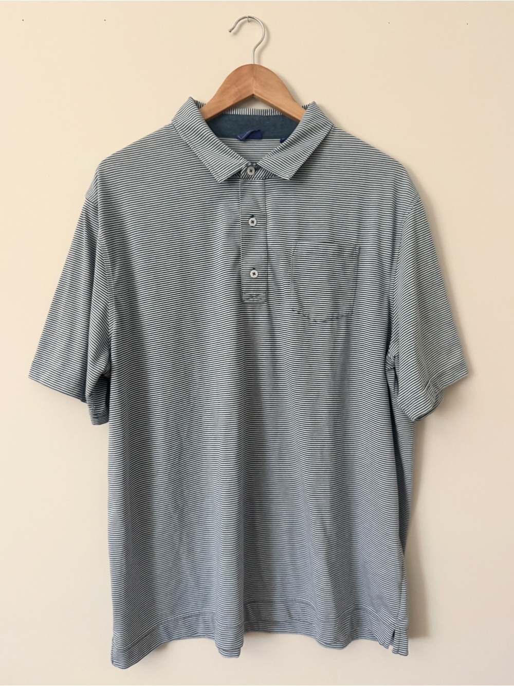 FootJoy Men's Light Blue Micro-Stripe Polo
